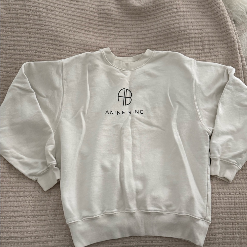 Anine Bing White Logo Sweatshirt